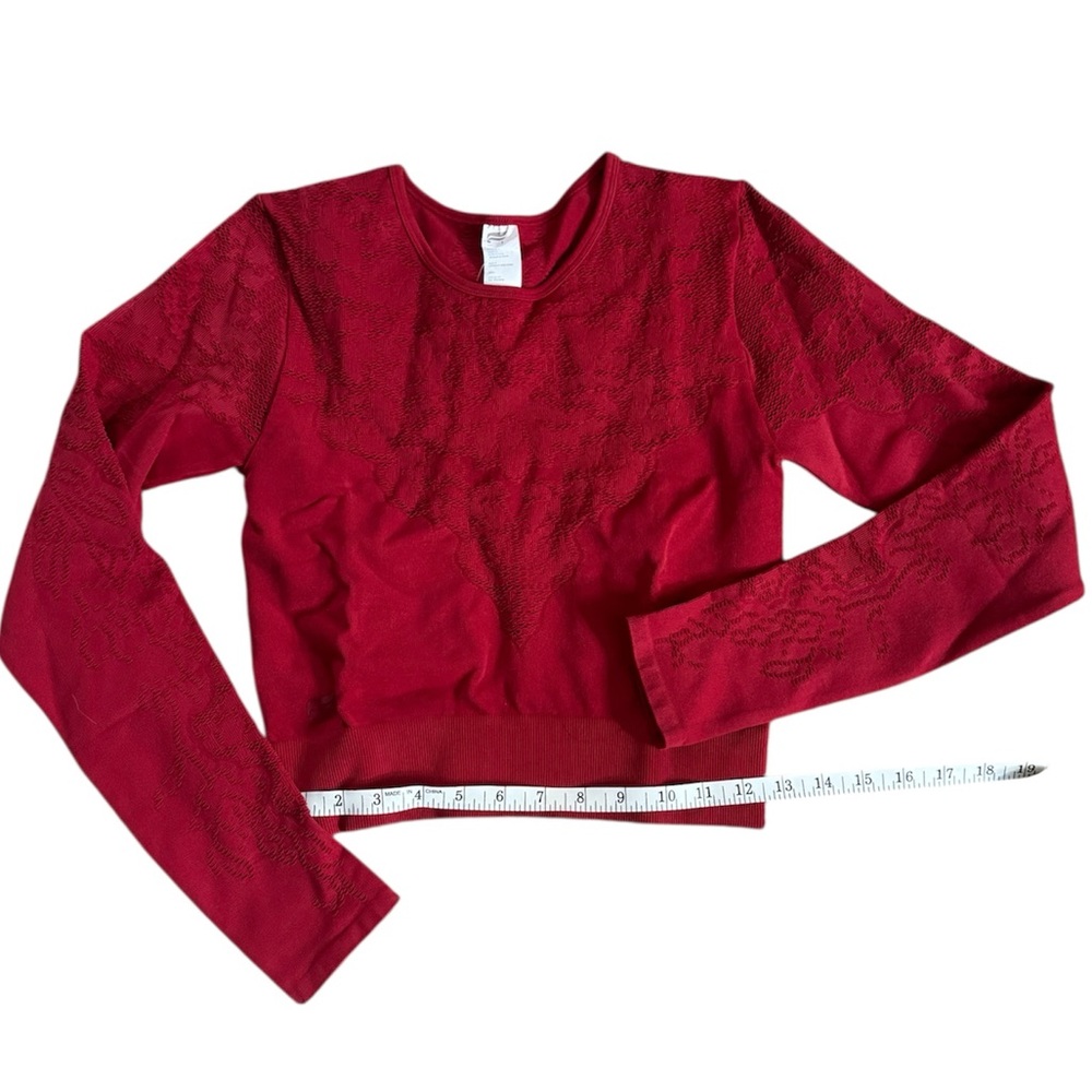 Fabletics Textured Lace Red Top